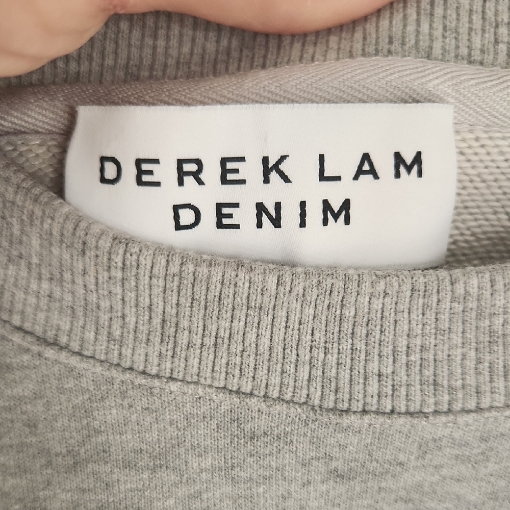 Derek Lam Gray Sweatshirt with White Ruffled Sleeves - Picture 2 of 7